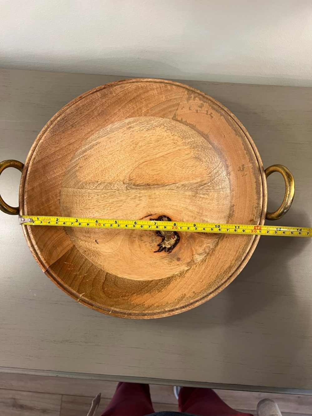 Chrissy Teigen Cravings 13” Mango Wood Bowl Metal Handles Fruit Serving Decor - Picture 8 of 9